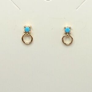 Turquoise and Gold Hoop Earrings